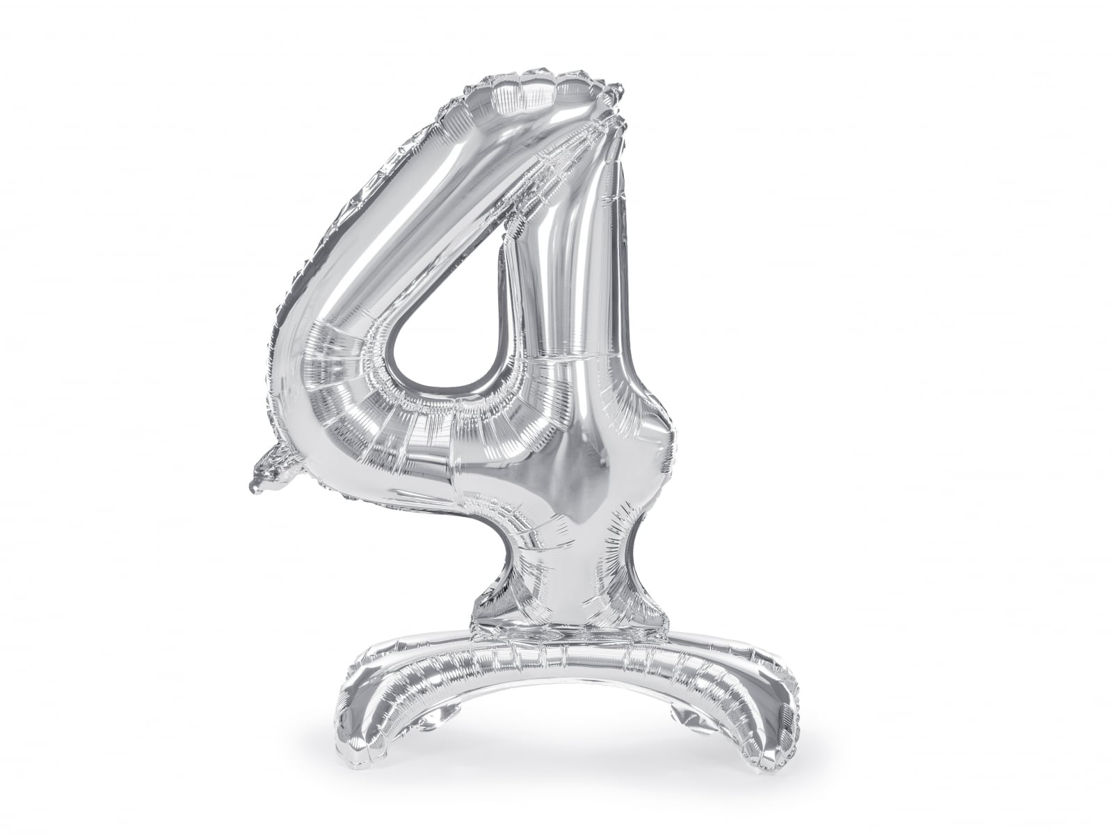 Balon folie cu suport Numărul "4", 70 cm, argintiu (1 pachet / 1 buc.)
