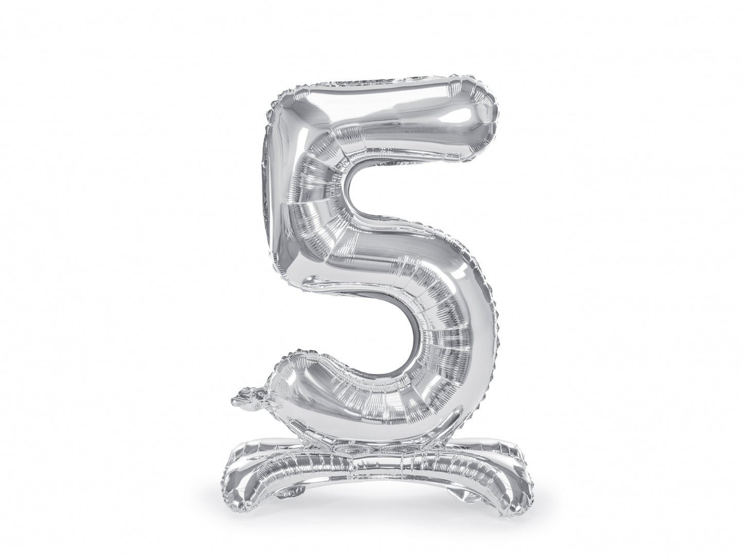 Balon folie cu suport Numărul "5", 70 cm, argintiu (1 pachet / 1 buc.)
