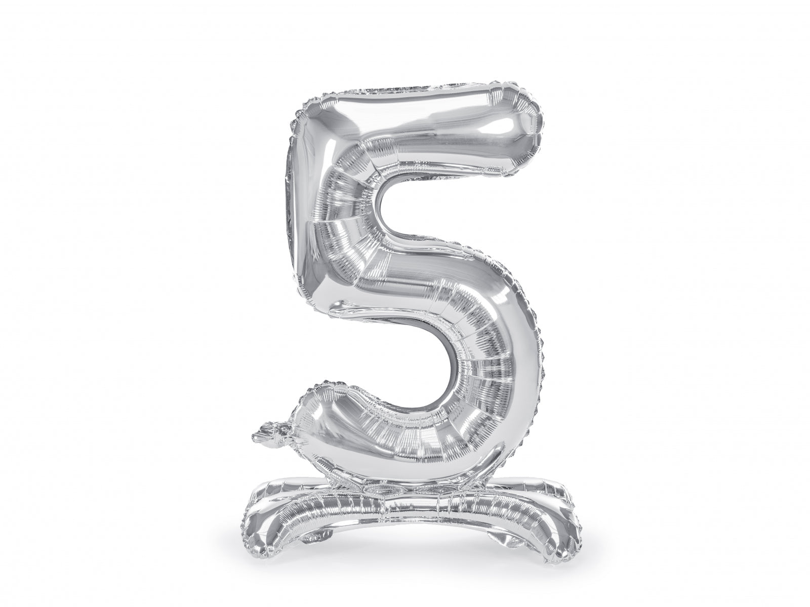 Balon folie cu suport Numărul "5", 70 cm, argintiu (1 pachet / 1 buc.)