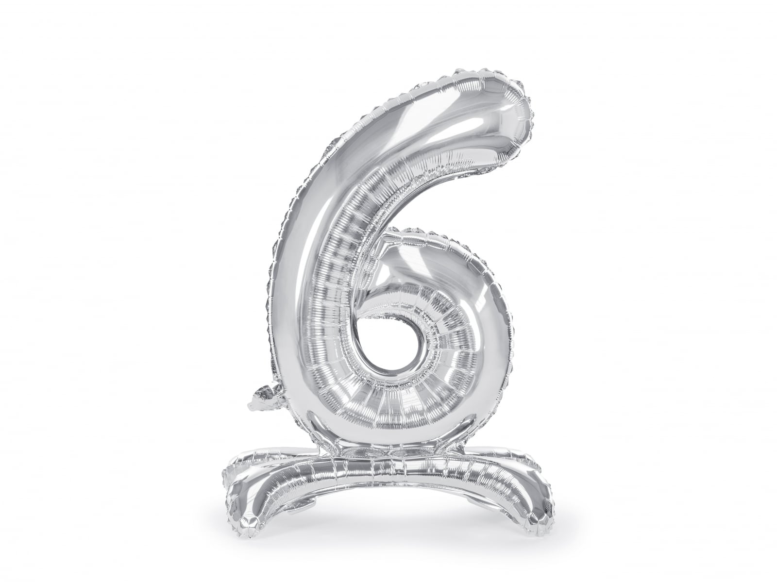 Balon folie cu suport Numărul "6", 70 cm, argintiu (1 pachet / 1 buc.)