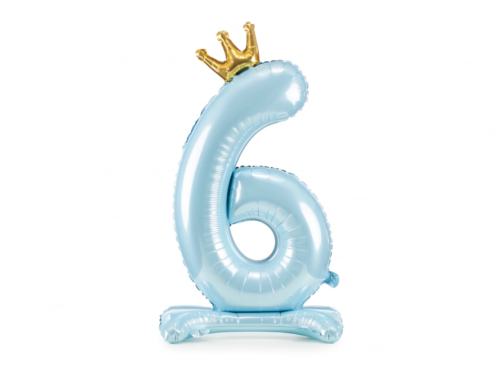 Balon folie cu suport Numărul "6", 84 cm, albastru cer (1 pachet / 1 buc.)