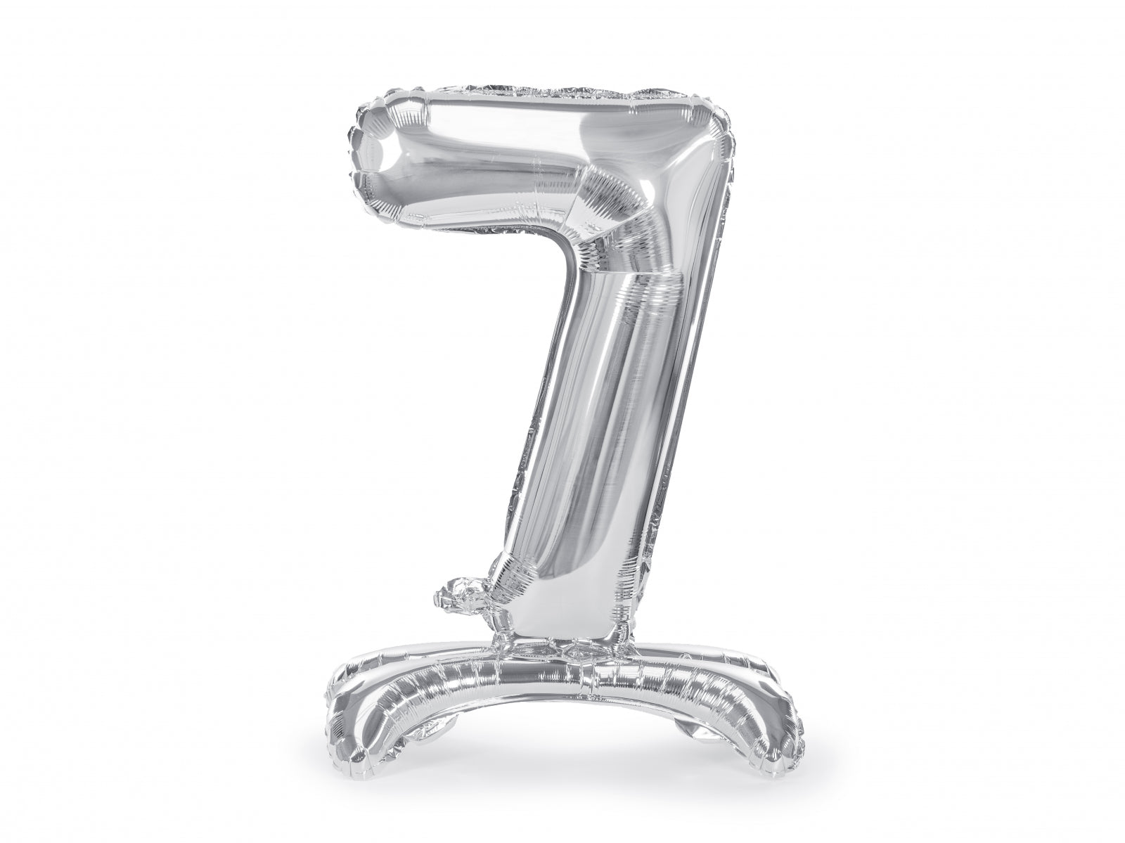 Balon folie cu suport Numărul "7", 70 cm, argintiu (1 pachet / 1 buc.)
