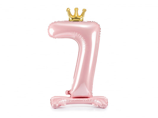 Balon folie cu suport Numărul "7", 84 cm, roz deschis (1 pachet / 1 buc.)