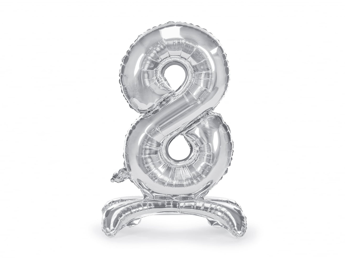 Balon folie cu suport Numărul "8", 70 cm, argintiu (1 pachet / 1 buc.)