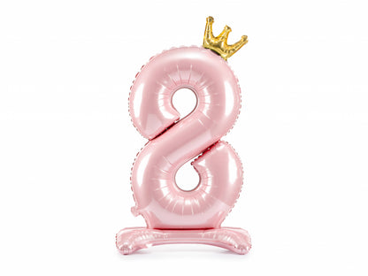 Balon folie cu suport Numărul "8", 84 cm, roz deschis (1 pachet / 1 buc.)
