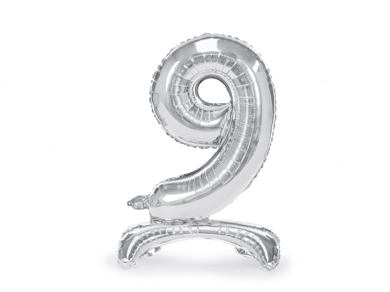 Balon folie cu suport Numărul "9", 70 cm, argintiu (1 pachet / 1 buc.)