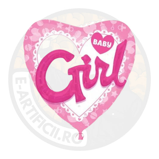 Balon folie gender reveal inima Baby Girl 85 x 80 cm