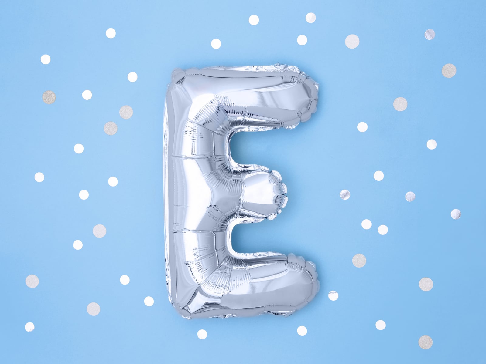 Balon folie Litera ''E'', 35cm, argintiu (1 buc.)