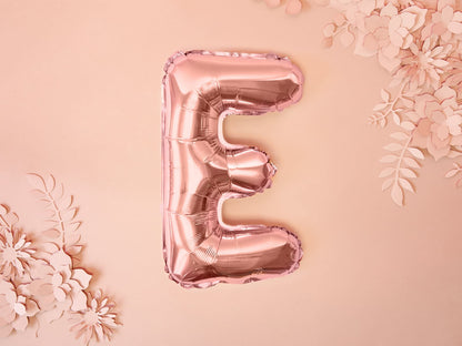 Balon folie Litera ''E'', 35cm, rose gold (1 buc.)