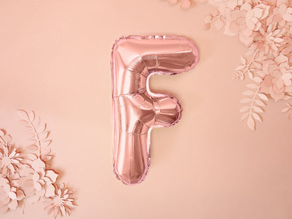 Balon folie Litera ''F'', 35cm, rose gold (1 buc.)