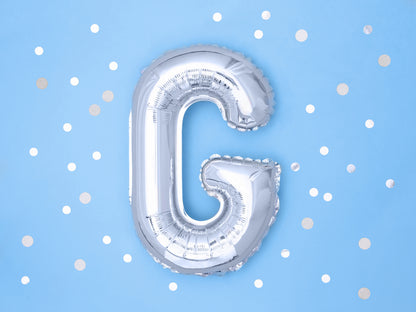 Balon folie Litera ''G'', 35cm, argintiu (1 buc.)