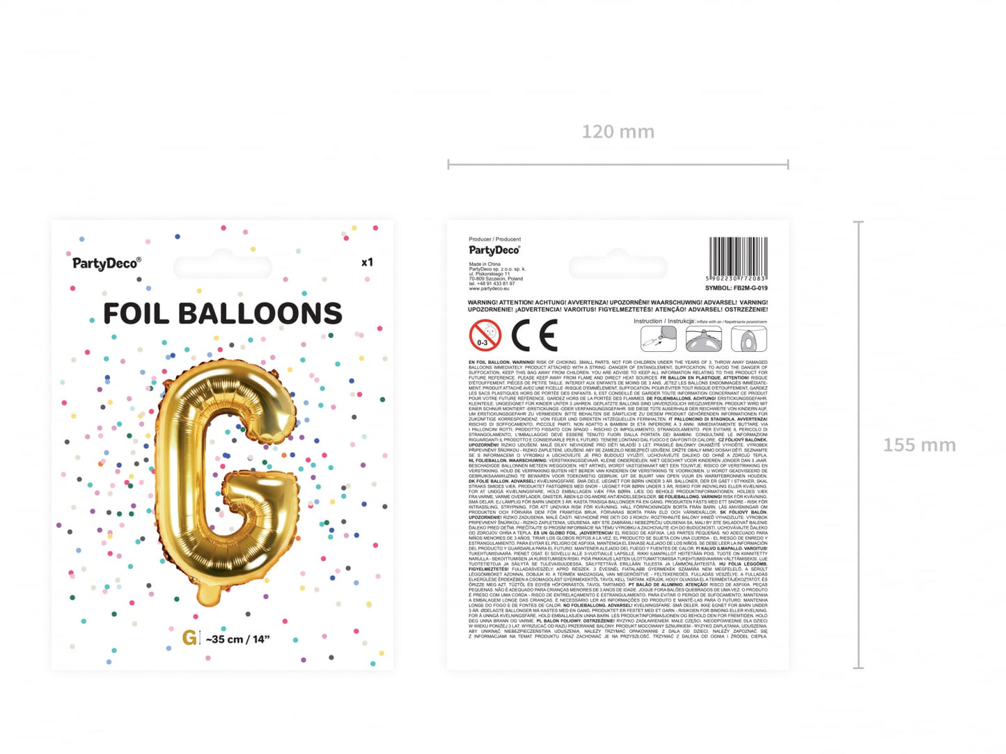 Balon folie Litera ''G'', 35cm, auriu (1 buc.)