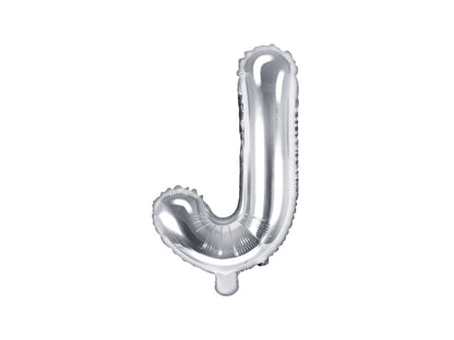 Balon folie Litera ''J'', 35cm, argintiu (1 buc.)