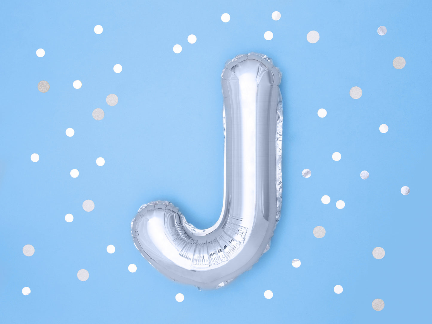 Balon folie Litera ''J'', 35cm, argintiu (1 buc.)