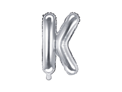 Balon folie Litera ''K'', 35cm, argintiu (1 buc.)