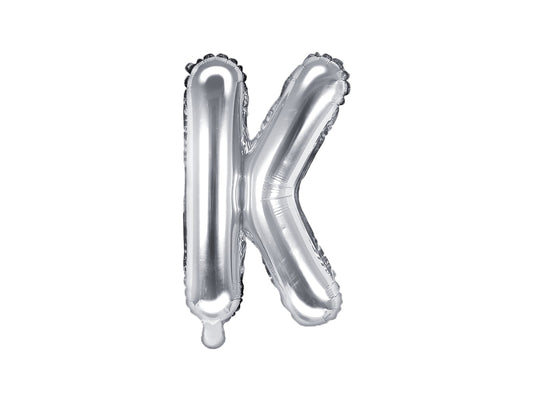 Balon folie Litera ''K'', 35cm, argintiu (1 buc.)
