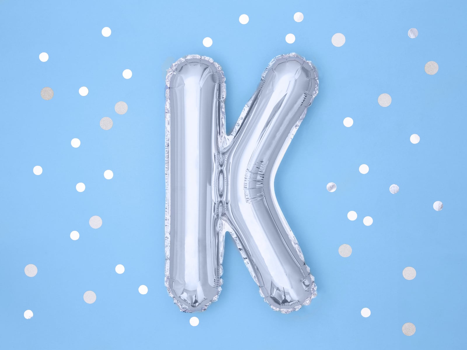 Balon folie Litera ''K'', 35cm, argintiu (1 buc.)