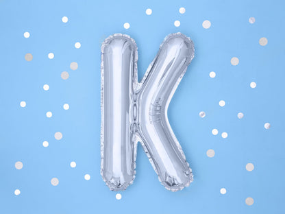 Balon folie Litera ''K'', 35cm, argintiu (1 buc.)