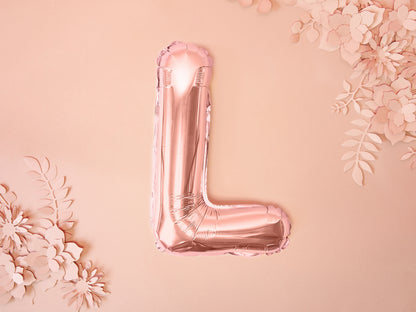 Balon folie Litera ''L'', 35cm, rose gold (1 buc.)