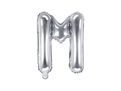 Balon folie Litera ''M'', 35cm, argintiu (1 buc.)