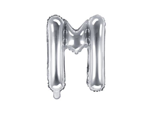 Balon folie Litera ''M'', 35cm, argintiu (1 buc.)