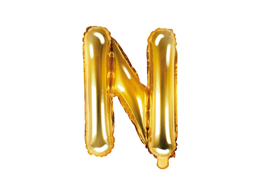 Balon folie Litera ''N'', 35cm, auriu (1 buc.)