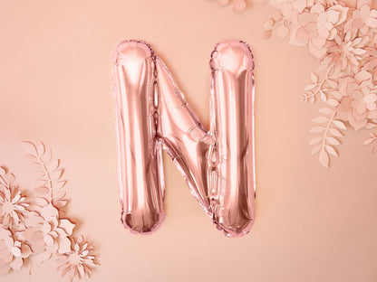 Balon folie Litera ''N'', 35cm, rose gold (1 buc.)