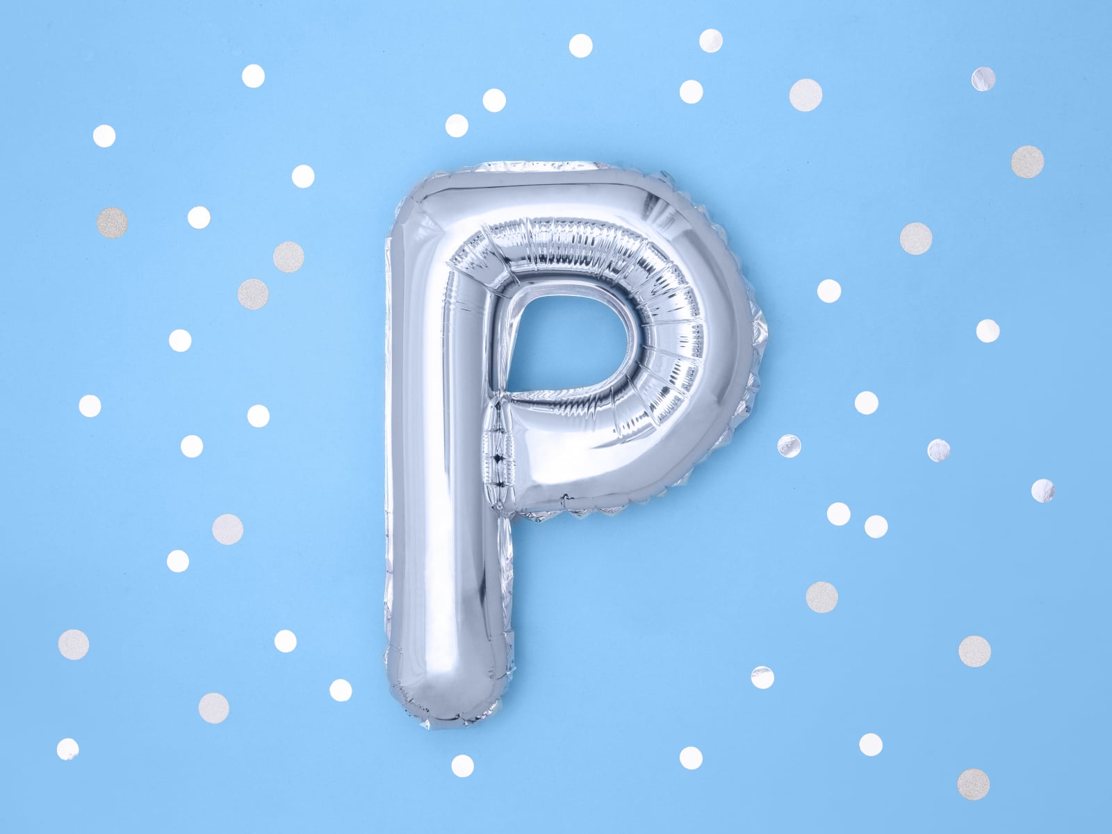 Balon folie Litera ''P'', 35cm, argintiu (1 buc.)