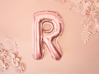 Balon folie Litera ''R'', 35cm, rose gold (1 buc.)