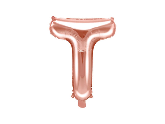 Balon folie Litera ''T'', 35cm, rose gold (1 buc.)