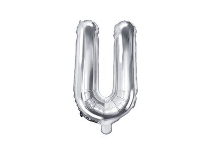 Balon folie Litera ''U'', 35cm, argintiu (1 buc.)