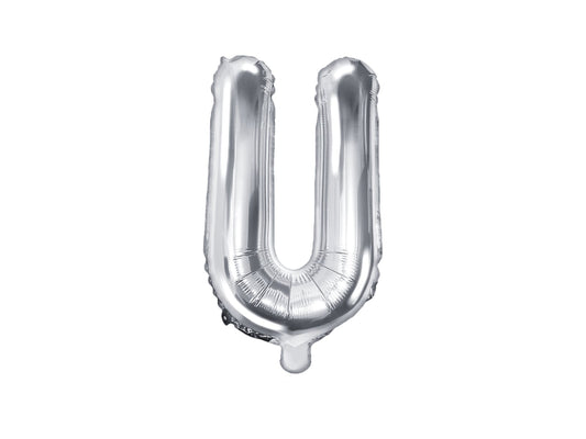 Balon folie Litera ''U'', 35cm, argintiu (1 buc.)