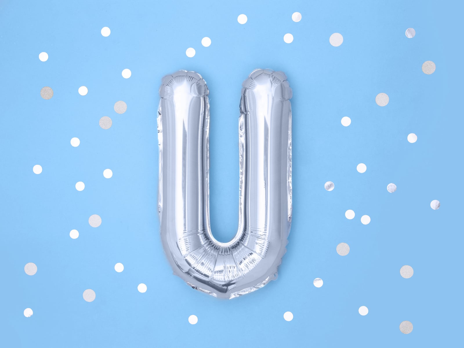 Balon folie Litera ''U'', 35cm, argintiu (1 buc.)