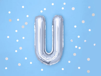 Balon folie Litera ''U'', 35cm, argintiu (1 buc.)
