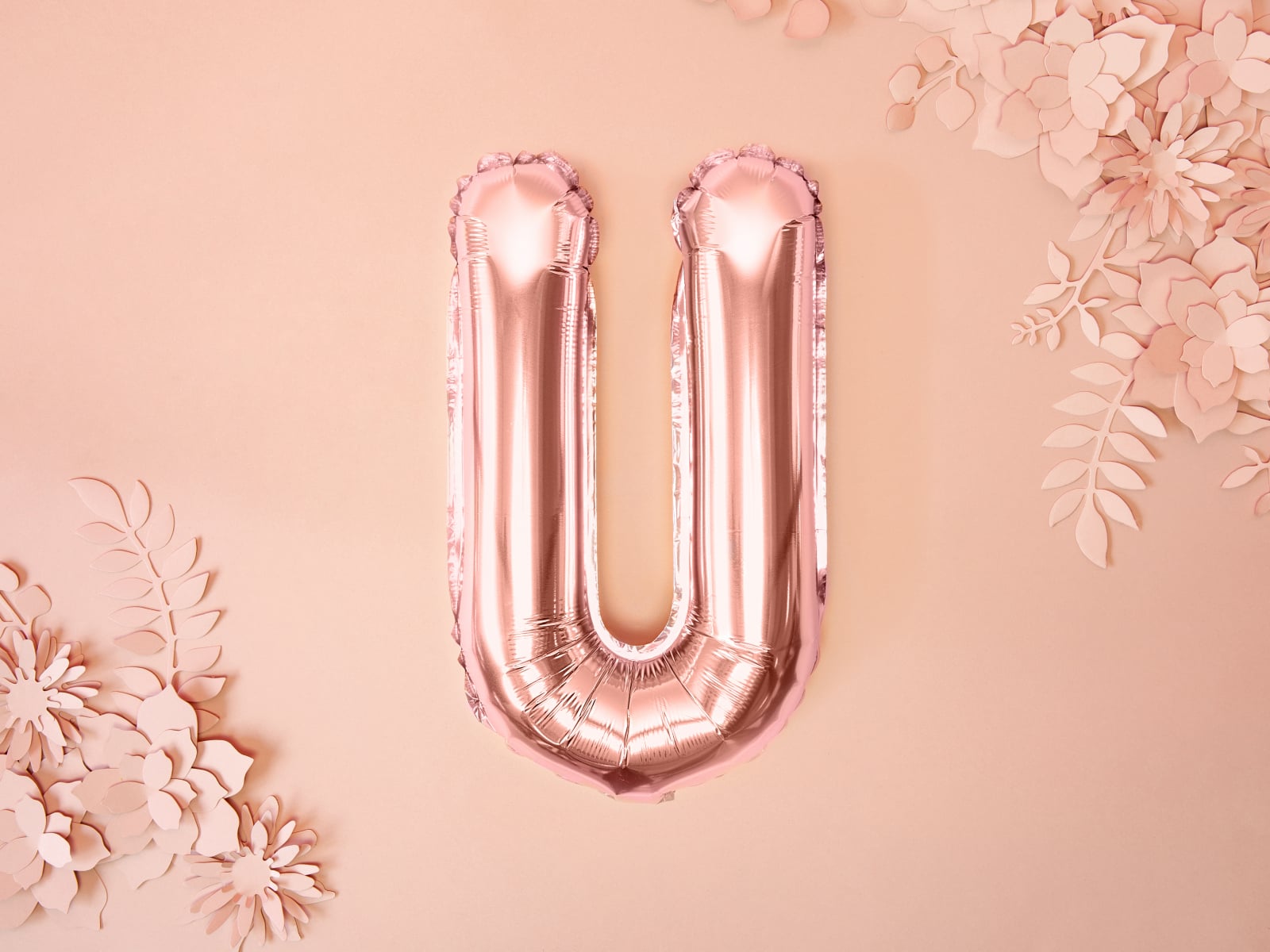 Balon folie Litera ''U'', 35cm, rose gold (1 buc.)