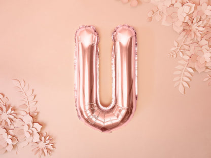 Balon folie Litera ''U'', 35cm, rose gold (1 buc.)