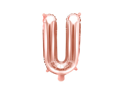 Balon folie Litera ''U'', 35cm, rose gold (1 buc.)