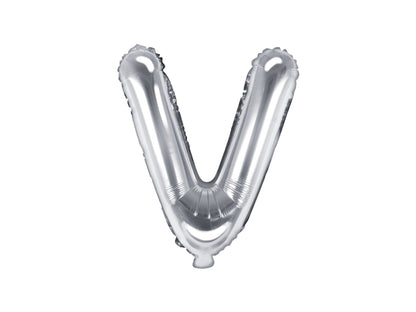 Balon folie Litera ''V'', 35cm, argintiu (1 buc.)