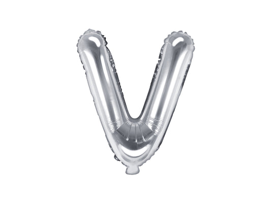Balon folie Litera ''V'', 35cm, argintiu (1 buc.)