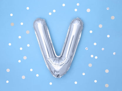 Balon folie Litera ''V'', 35cm, argintiu (1 buc.)