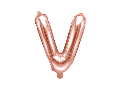 Balon folie Litera ''V'', 35cm, rose gold (1 buc.)