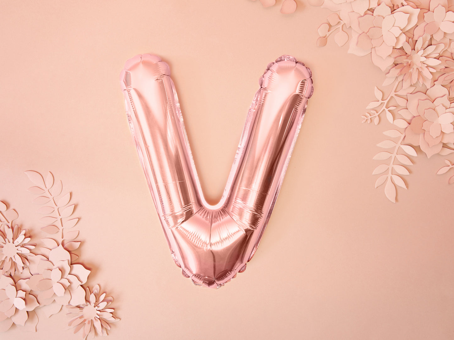 Balon folie Litera ''V'', 35cm, rose gold (1 buc.)