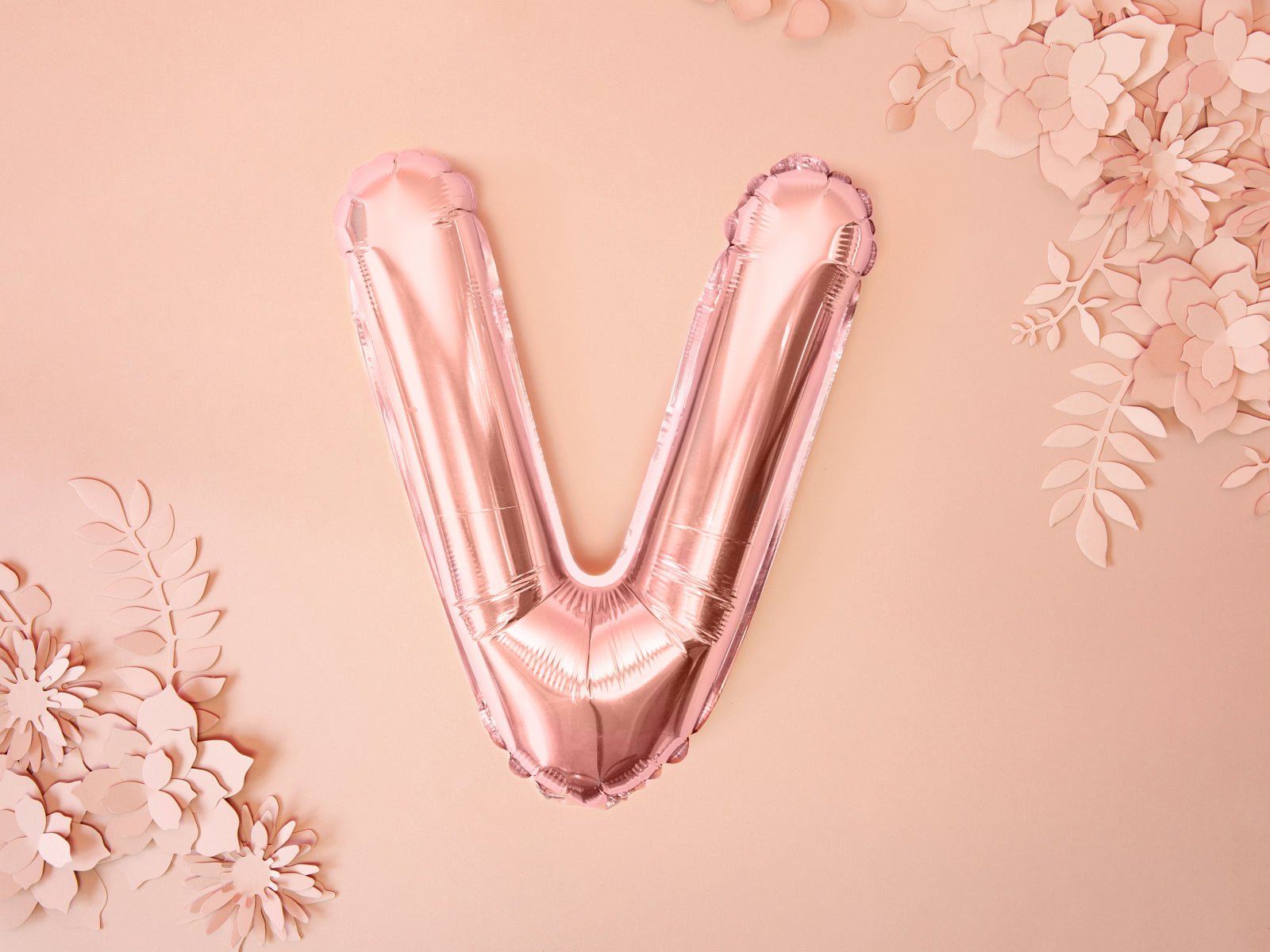 Balon folie Litera ''V'', 35cm, rose gold (1 buc.)