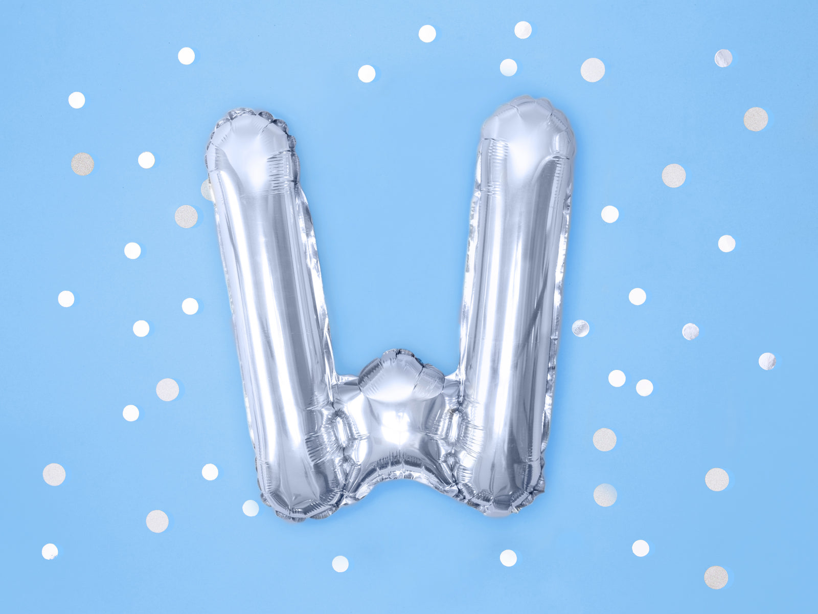 Balon folie Litera ''W'', 35cm, argintiu (1 buc.)