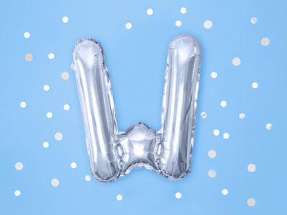 Balon folie Litera ''W'', 35cm, argintiu (1 buc.)