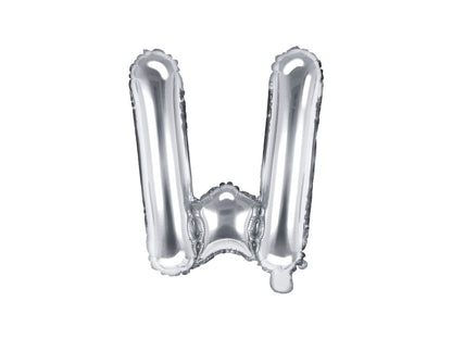 Balon folie Litera ''W'', 35cm, argintiu (1 buc.)