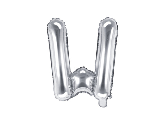 Balon folie Litera ''W'', 35cm, argintiu (1 buc.)