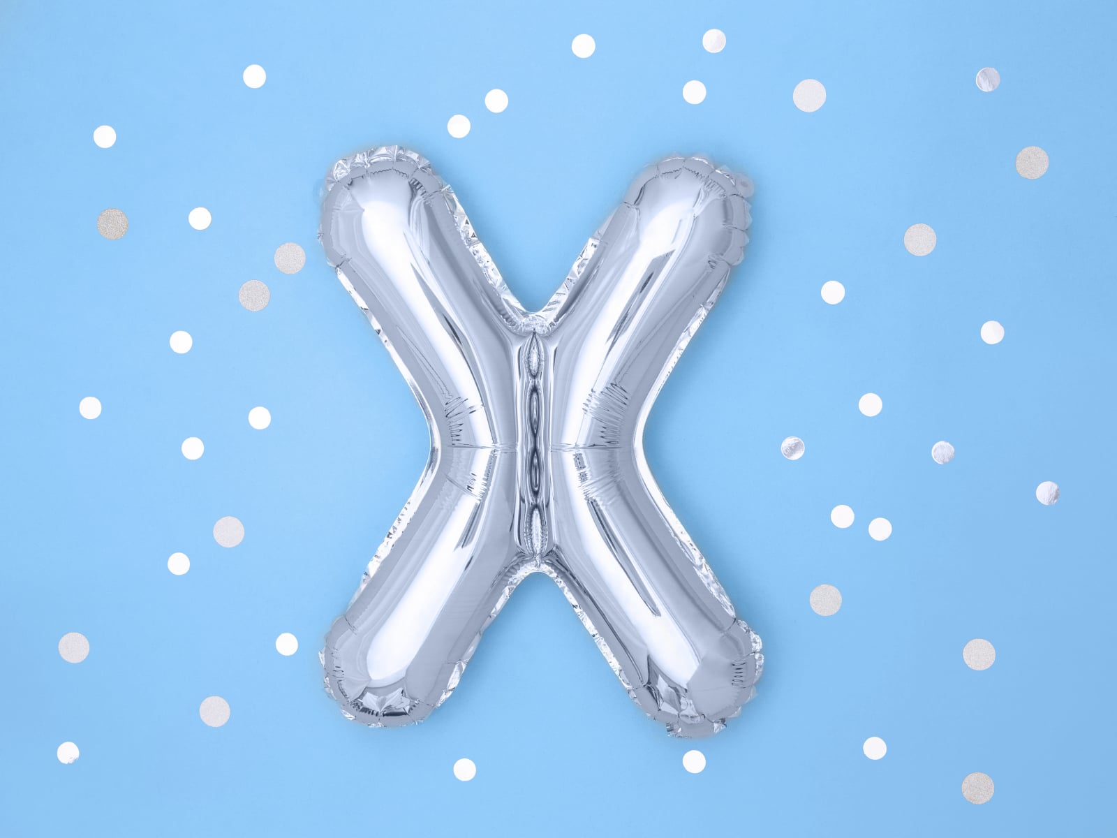 Balon folie Litera ''X'', 35cm, argintiu (1 buc.)