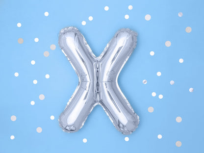 Balon folie Litera ''X'', 35cm, argintiu (1 buc.)