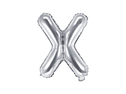 Balon folie Litera ''X'', 35cm, argintiu (1 buc.)